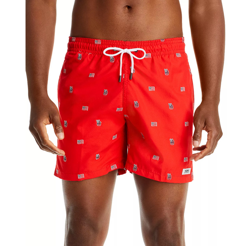 Trunks Surf & Swim Co. Sano Embroidered Regular Fit Swim Trunks Red Size XL 4127